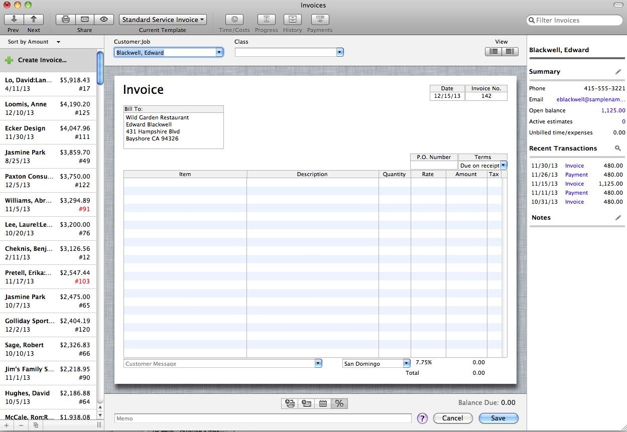 quickbooks for mac change invoice templates